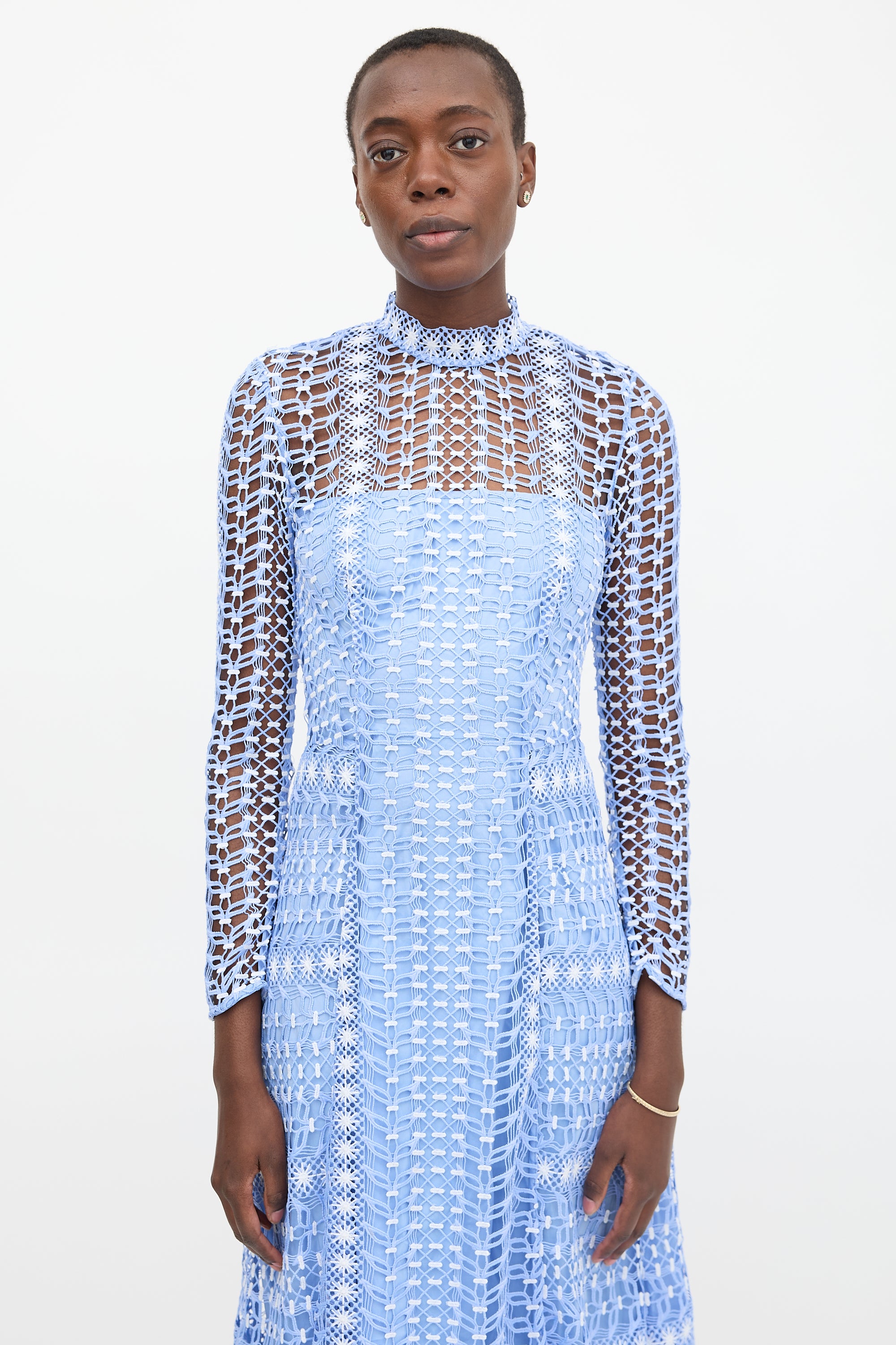 blue guipure lace midi dress Blue Exotic Printed Guipure Lace Sleeveless Midi Dress Blue S