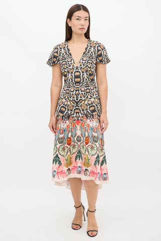 Temperley Multicolour Printed V-Neck Midi Dress