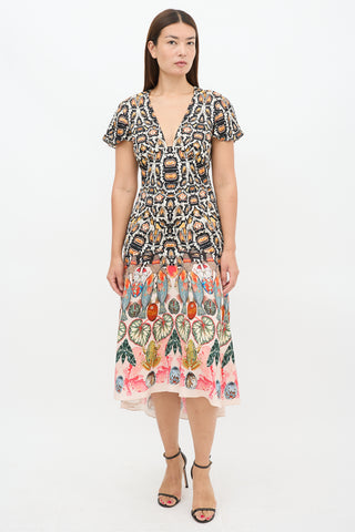 Temperley Multicolour Printed V-Neck Midi Dress