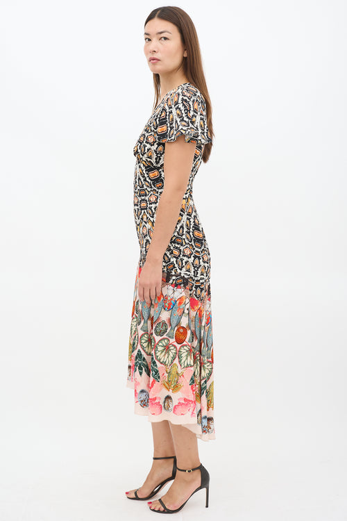 Temperley Multicolour Printed V-Neck Midi Dress