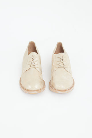 Ten Points Gold Shiny Suede Derby