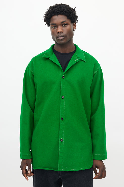 Tender Green Wool Shirt Jacket