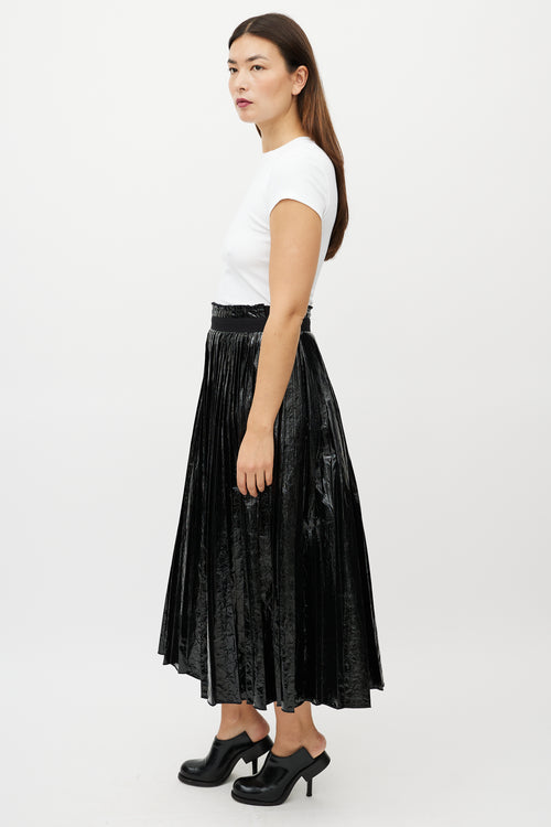 Ter Et Bantine Black Vinyl Pleated Skirt