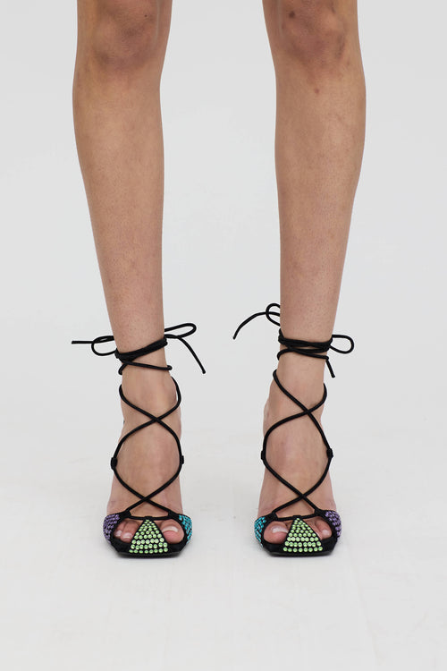 The Attico Rhinestone Adele Strappy Sandal