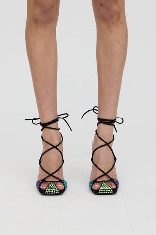 The Attico Rhinestone Adele Strappy Sandal
