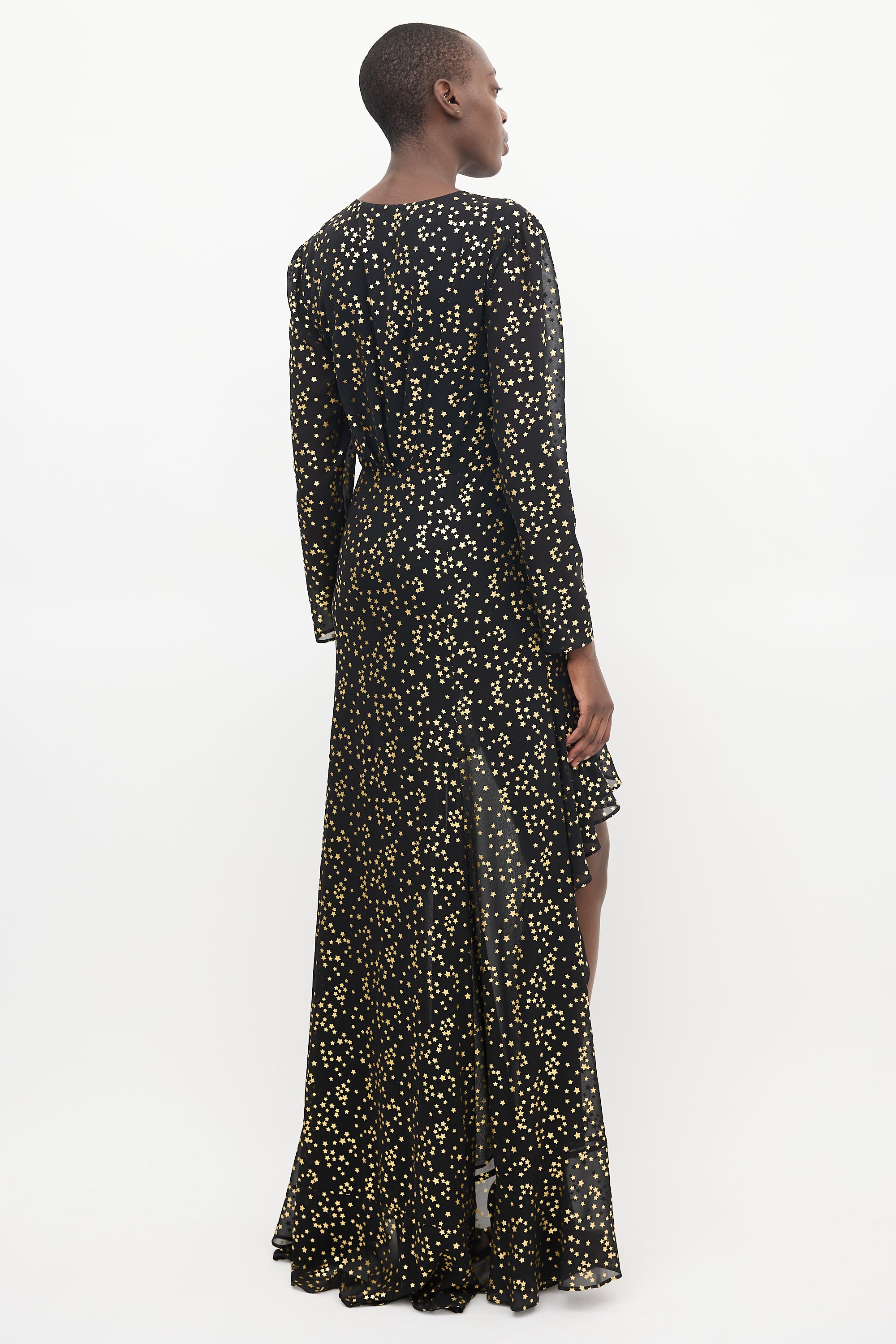 The Attico // Black & Gold Star Ruffled Long Dress VSP Consignment The Attico // Black & Gold Star Ruffled Long Dress VSP Consignment