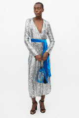 The Attico Blue & Silver Sequin Velvet Drawstring Pouch