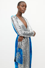 The Attico Blue & Silver Sequin Velvet Drawstring Pouch