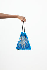 The Attico Blue & Silver Sequin Velvet Drawstring Pouch