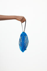 The Attico Blue & Silver Sequin Velvet Drawstring Pouch