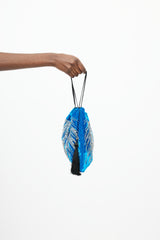 The Attico Blue & Silver Sequin Velvet Drawstring Pouch
