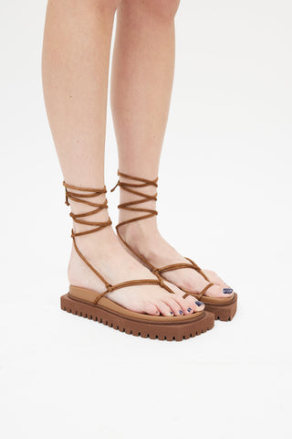 The Attico Brown Strappy Gladiator Sandal
