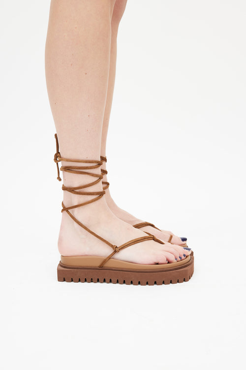 The Attico Brown Strappy Gladiator Sandal