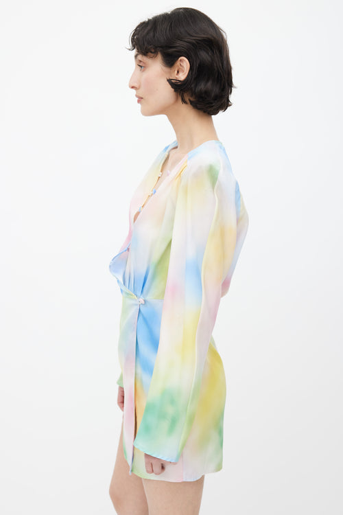 The Attico Multicolour Lauren Tie Dye Wrap Dress