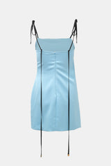 The Attico Satin Knotted Strap Mini Dress