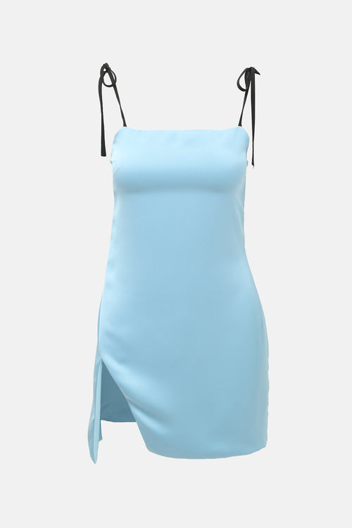 The Attico Satin Knotted Strap Mini Dress