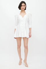 Attico White Cotton Button Down Mini Dress