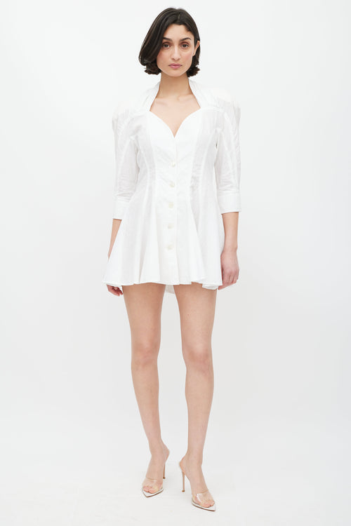 Attico White Cotton Button Down Mini Dress