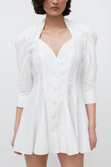 Attico White Cotton Button Down Mini Dress