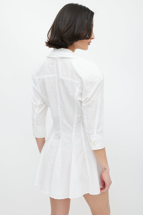 Attico White Cotton Button Down Mini Dress