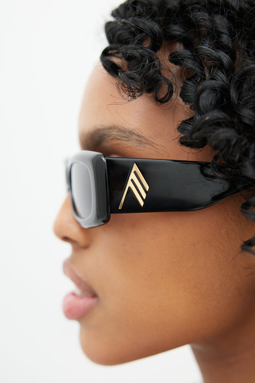 The Attico X Linda Farrow Black Mini Marfa Sunglasses