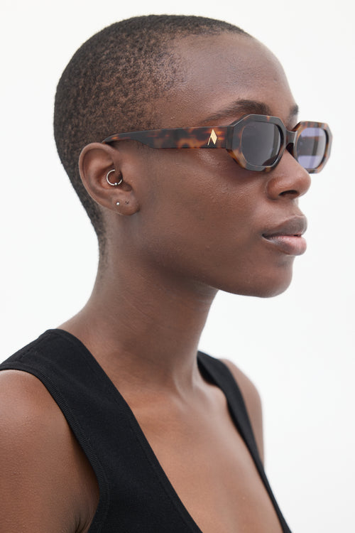 The Attico X Linda Farrow Brown Irene Rectangular Sunglasses