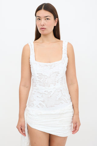 The Dolls House White Sequin Cindy Sash Mini Dress