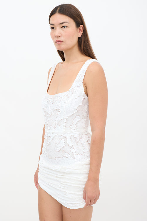 The Dolls House White Sequin Cindy Sash Mini Dress