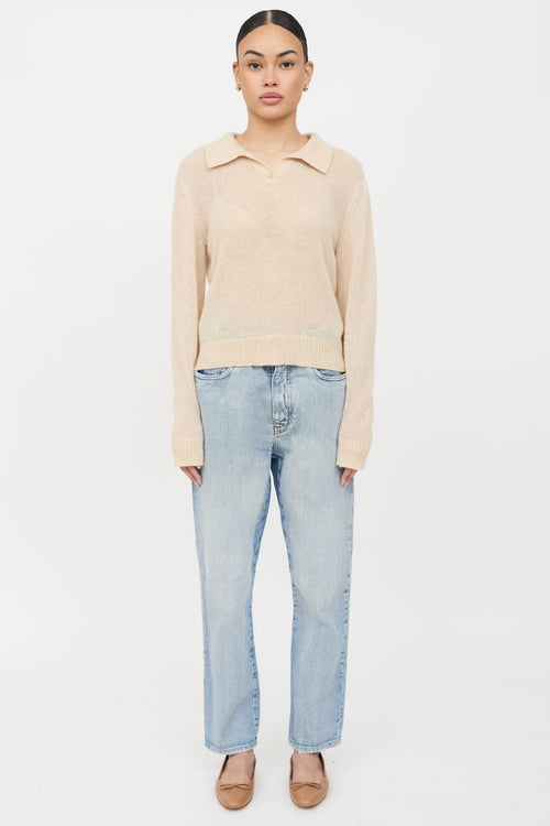 The Elder Statesman Cashmere Knit Polo Top