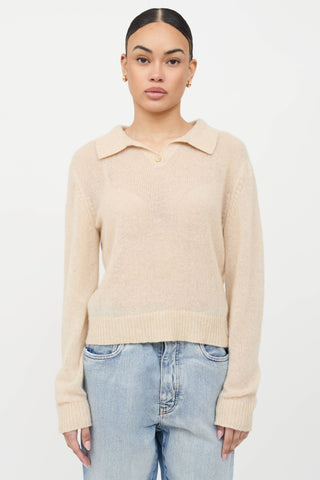 The Elder Statesman Cashmere Knit Polo Top