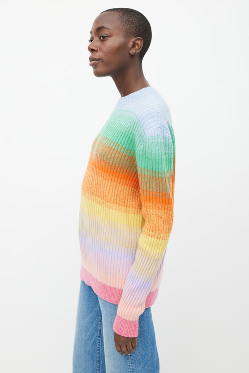The Elder Statesman Multicolor Cashmere Morph Stripe Sweater