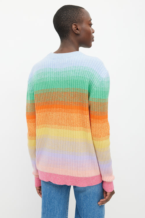 The Elder Statesman Multicolor Cashmere Morph Stripe Sweater