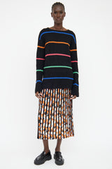 The Elder Statesman Black Stripe Cashmere Long Sleeve Top