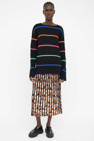 The Elder Statesman Black Stripe Cashmere Long Sleeve Top