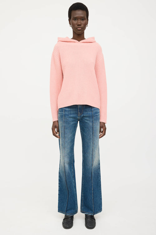 The Elder Statesmen Cashmere Ribbed Knit Hoodie