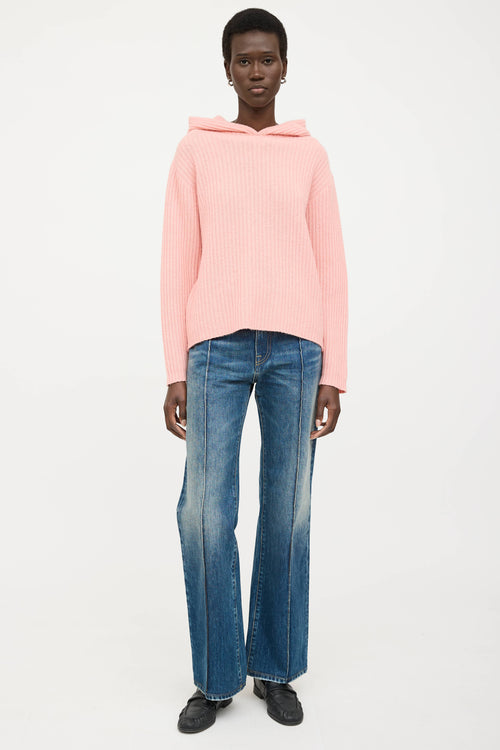 The Elder Statesmen Cashmere Ribbed Knit Hoodie