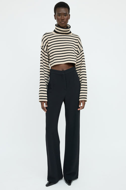 The Frankie Shop Beige & Black Stripe Long Sleeve Top