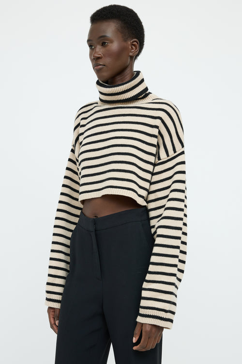 The Frankie Shop Beige & Black Stripe Long Sleeve Top