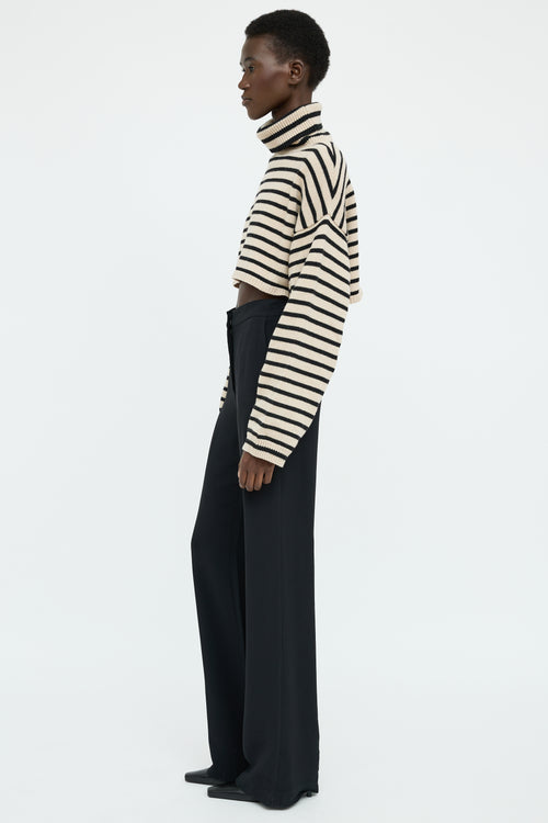 The Frankie Shop Beige & Black Stripe Long Sleeve Top