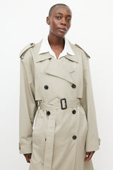 The Frankie Shop Beige Oversized Belted Trench Coat