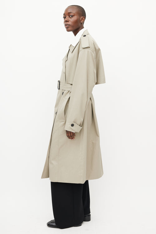 The Frankie Shop Beige Oversized Belted Trench Coat