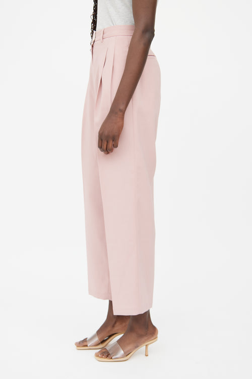  Pink Pleated High Waisted Trouser