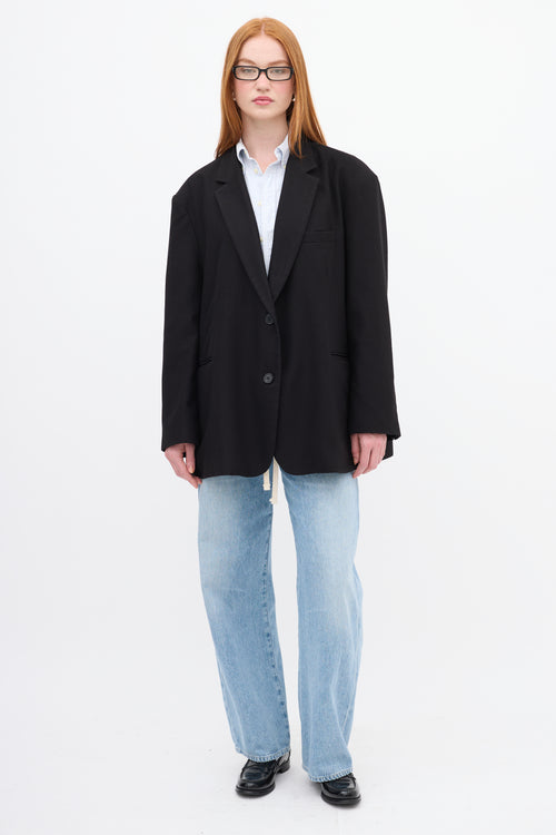 The Frankie Shop Black Oversized Boyfriend Blazer