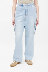 The Frankie Shop Blue Light Wash Cargo Jeans