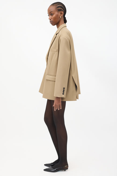 The Frankie Shop Brown Wool Oversized Boyfriend Blazer