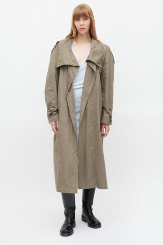The Frankie Shop Green Double Breasted Trench Coat