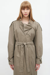The Frankie Shop Green Double Breasted Trench Coat