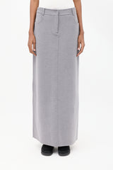 The Frankie Shop Grey Wool Malvo Maxi Pencil Skirt