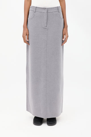 The Frankie Shop Grey Wool Malvo Maxi Pencil Skirt