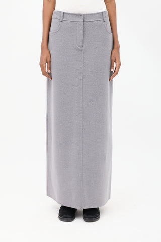 The Frankie Shop Grey Wool Malvo Maxi Pencil Skirt